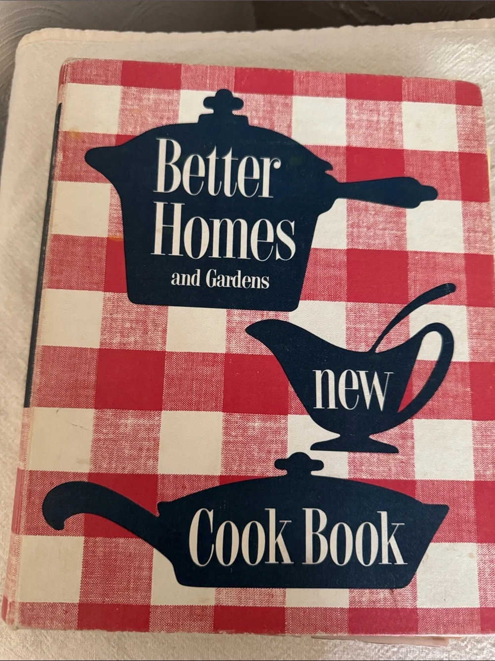 Better Homes And Gardens Red and White Check Cookbook with Navy Graphics